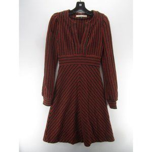 Diane Von Furstenberg Dress 4 Red Wool Fit Flare Peasant Knit USA